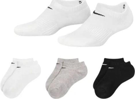 Носки Nike PERFORMANCE CUSHION NO-SHOW белые, серые, черные (3 пары) SX4721-967