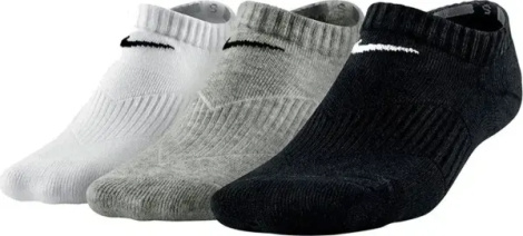 Носки Nike PERFORMANCE CUSHION NO-SHOW белые, серые, черные (3 пары) SX4721-967