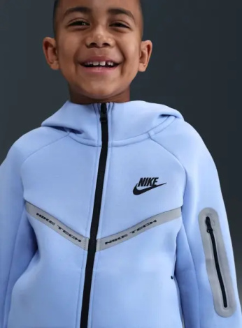 Толстовка підліткова Nike SPORTSWEAR TECH FLEECE FULL-ZIP REFLECTIVE ACCENTS блакитна IM9154-468