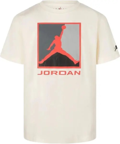 Футболка підліткова Nike JORDAN FLIGHT ESSENTIALS BOXED LOGO 3.0 бежево-червоно-сіра 95F057-W5T