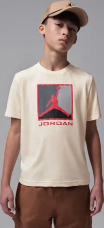 Футболка підліткова Nike JORDAN FLIGHT ESSENTIALS BOXED LOGO 3.0 бежево-червоно-сіра 95F057-W5T