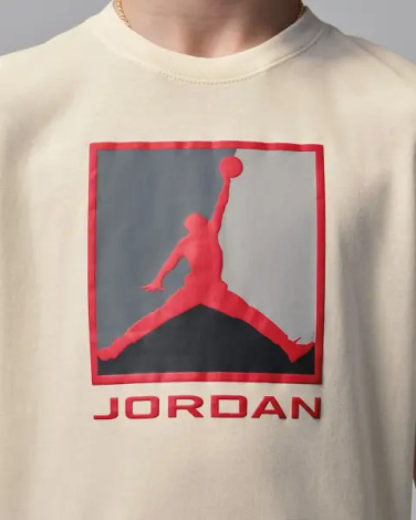Футболка підліткова Nike JORDAN FLIGHT ESSENTIALS BOXED LOGO 3.0 бежево-червоно-сіра 95F057-W5T