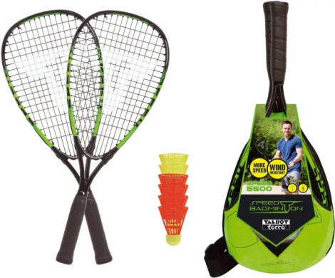Набор для скоростного бадминтона Talbot SPEEDBADMINTON SET SPEED 5500 (2 ракетки, набор воланов и чехол) черно-зеленый 490115 - 490118