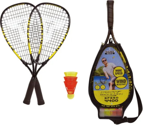 Набор для скоростного бадминтона Talbot SPEEDBADMINTON SET SPEED 4400 (2 ракетки, 3 волана и чехол) черно-желтый 490114