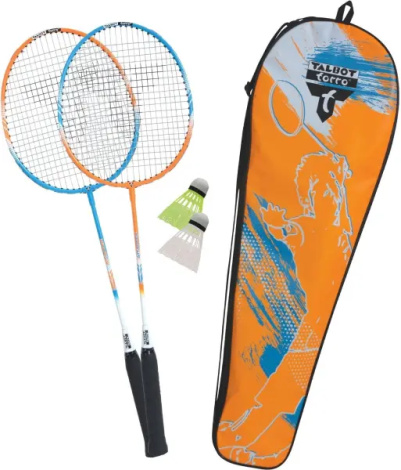 Набір для бадмінтону Talbot BADMINTON SET 2-ATTACKER (2 ракетки, 2 волана та чохол) оранжево-блакитний 449411