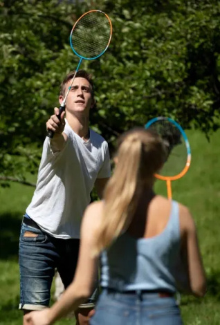 Набір для бадмінтону Talbot BADMINTON SET 2-ATTACKER (2 ракетки, 2 волана та чохол) оранжево-блакитний 449411