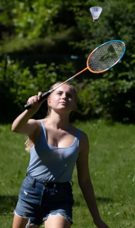 Набір для бадмінтону Talbot BADMINTON SET 2-ATTACKER (2 ракетки, 2 волана та чохол) оранжево-блакитний 449411
