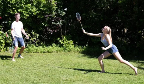 Набір для бадмінтону Talbot BADMINTON SET 2-ATTACKER (2 ракетки, 2 волана та чохол) оранжево-блакитний 449411