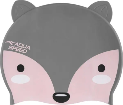 Шапочка для плавання дитяча Aqua Speed ZOO FOX сіро-світло-рожева 115-26