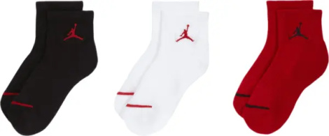 Шкарпетки дитячі Nike JORDAN JUMPMAN QUARTER червоні, білі, чорні (3 пари) UJ0009-R78