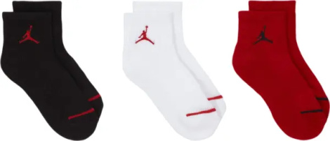 Шкарпетки дитячі Nike JORDAN JUMPMAN QUARTER червоні, білі, чорні (3 пари) UJ0009-R78