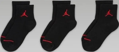 Шкарпетки дитячі Nike JORDAN JUMPMAN QUARTER чорно-червоні (3 пари) UJ0009-023
