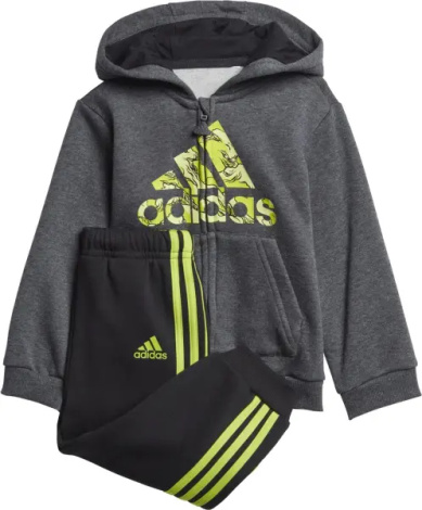 Спортивный костюм детский Adidas SPORTSWEAR серо-черно-салатовый GK1652