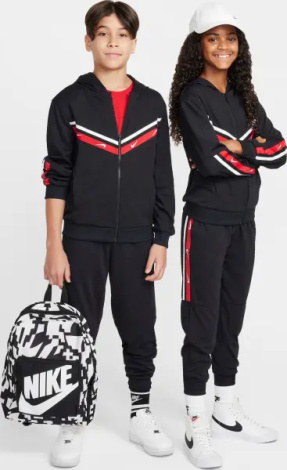 Спортивный костюм подростковый Nike SPORTSWEAR CLUB черно-красно-белый FZ4906-010__FZ4911-010