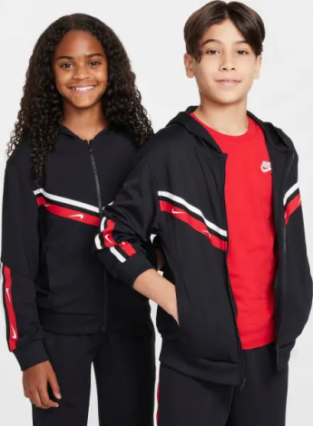 Спортивный костюм подростковый Nike SPORTSWEAR CLUB черно-красно-белый FZ4906-010__FZ4911-010