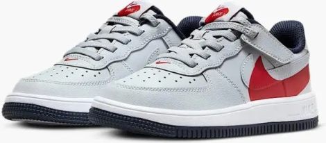 Кроссовки детские Nike AIR FORCE 1 LOW LV8 EASYON (PS) серо-красно-темно-синие FV7856-001