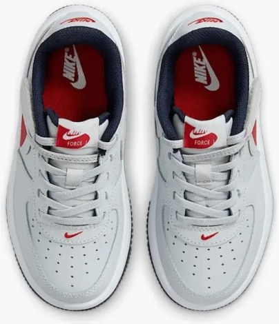 Кроссовки детские Nike AIR FORCE 1 LOW LV8 EASYON (PS) серо-красно-темно-синие FV7856-001