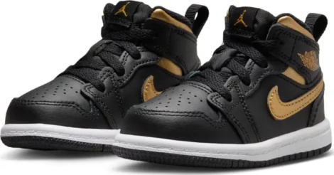 Кроссовки детские Nike JORDAN 1 MID (TD) черно-золотые DQ8425-071