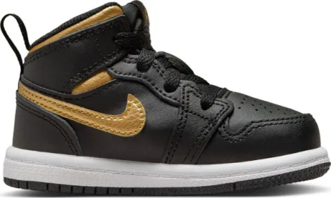 Кроссовки детские Nike JORDAN 1 MID (TD) черно-золотые DQ8425-071