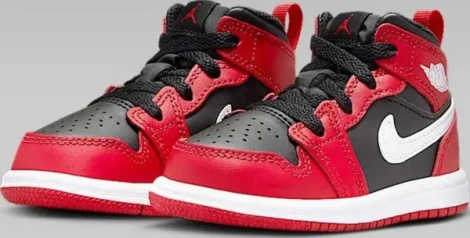 Кросівки дитячі Nike JORDAN 1 MID (TD) червоно-чорно-білі DQ8425-061