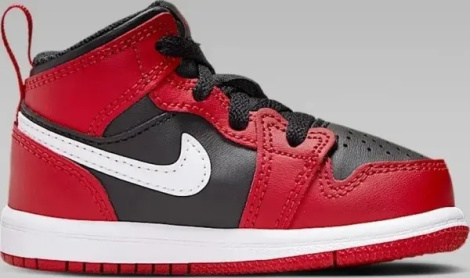 Кросівки дитячі Nike JORDAN 1 MID (TD) червоно-чорно-білі DQ8425-061