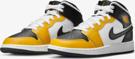 Кроссовки подростковые Nike AIR JORDAN 1 MID (GS) желто-бело-черные DQ8423-701