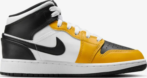 Кроссовки подростковые Nike AIR JORDAN 1 MID (GS) желто-бело-черные DQ8423-701