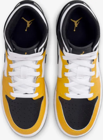 Кроссовки подростковые Nike AIR JORDAN 1 MID (GS) желто-бело-черные DQ8423-701