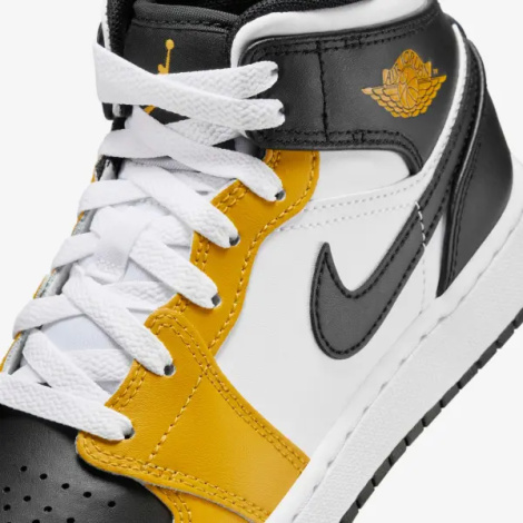 Кроссовки подростковые Nike AIR JORDAN 1 MID (GS) желто-бело-черные DQ8423-701