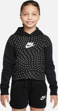 Худи подростковое Nike SPORTSWEAR PRINTED FLEECE черно-белое DM8231-010