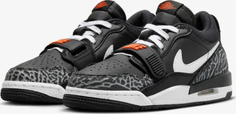 Кроссовки подростковые Nike AIR JORDAN LEGACY 312 LOW (GS) черно-бело-оранжевые CD9054-018