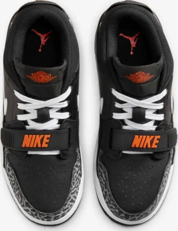Кроссовки подростковые Nike AIR JORDAN LEGACY 312 LOW (GS) черно-бело-оранжевые CD9054-018