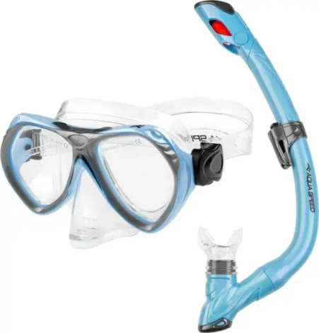 Набір для плавання (маска і трубка) дитячий Aqua Speed AURA + EVO блакитний 605-02