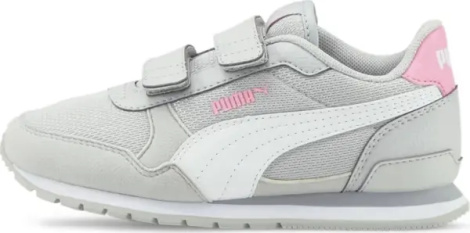 Кроссовки детские Puma ST RUNNER V3 MESH серо-бело-розовые 385511-03