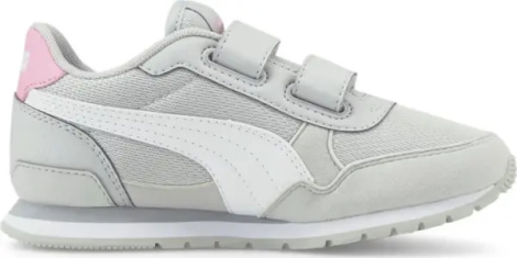 Кроссовки детские Puma ST RUNNER V3 MESH серо-бело-розовые 385511-03