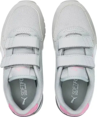 Кроссовки детские Puma ST RUNNER V3 MESH серо-бело-розовые 385511-03