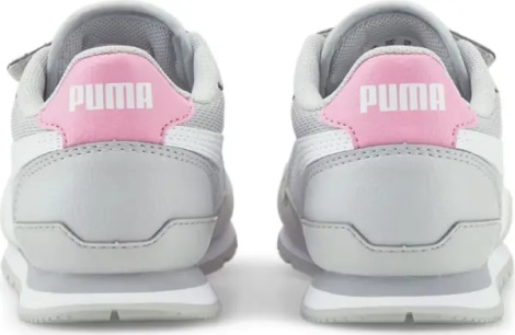 Кроссовки детские Puma ST RUNNER V3 MESH серо-бело-розовые 385511-03