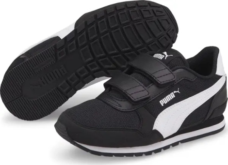 Кроссовки детские Puma ST RUNNER V3 MESH черно-белые 385511-01