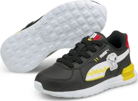 Кроссовки детские Puma PEANUTS GRAVITON черно-красно-желто-белые 380940-01