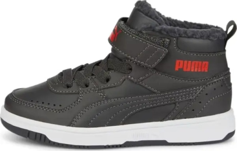 Ботинки детские Puma REBOUND JOY FUR темно-серо-красные 375479-06