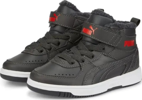 Ботинки детские Puma REBOUND JOY FUR темно-серо-красные 375479-06