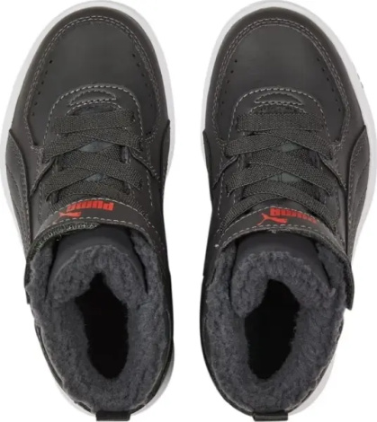 Ботинки детские Puma REBOUND JOY FUR темно-серо-красные 375479-06