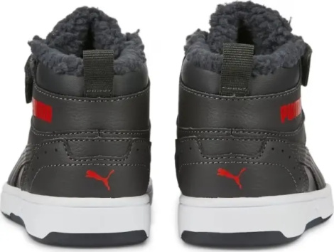 Ботинки детские Puma REBOUND JOY FUR темно-серо-красные 375479-06