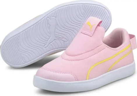 Кроссовки детские Puma COURTFLEX V2 SLIP-ON светло-розово-желтые 374858-03