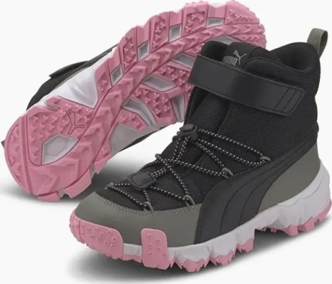 Ботинки детские Puma MAKA V JR черно-серо-розовые 192533-06