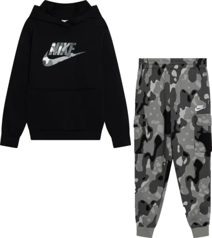 Спортивный костюм подростковый Nike SPORTSWEAR CLUB FLEECE черно-серый камуфляж FZ5489-010__FZ5491-084