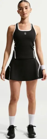 Юбка для тенниса женская Nike COURT ADVANTAGE DRI-FIT HIGH-WAISTED черно-белая II3624-010
