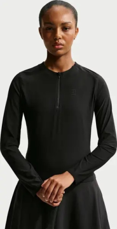 Реглан для тенниса женский Nike COURT ADVANTAGE DRI-FIT MID LAYER черный FZ6737-010