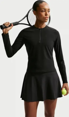 Реглан для тенниса женский Nike COURT ADVANTAGE DRI-FIT MID LAYER черный FZ6737-010