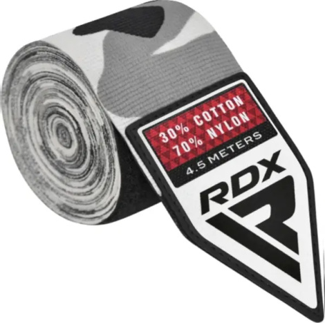Бинти боксерські RDX HAND WRAPS сіро-чорний камуфляж (4.5 м) HWX-RC+
